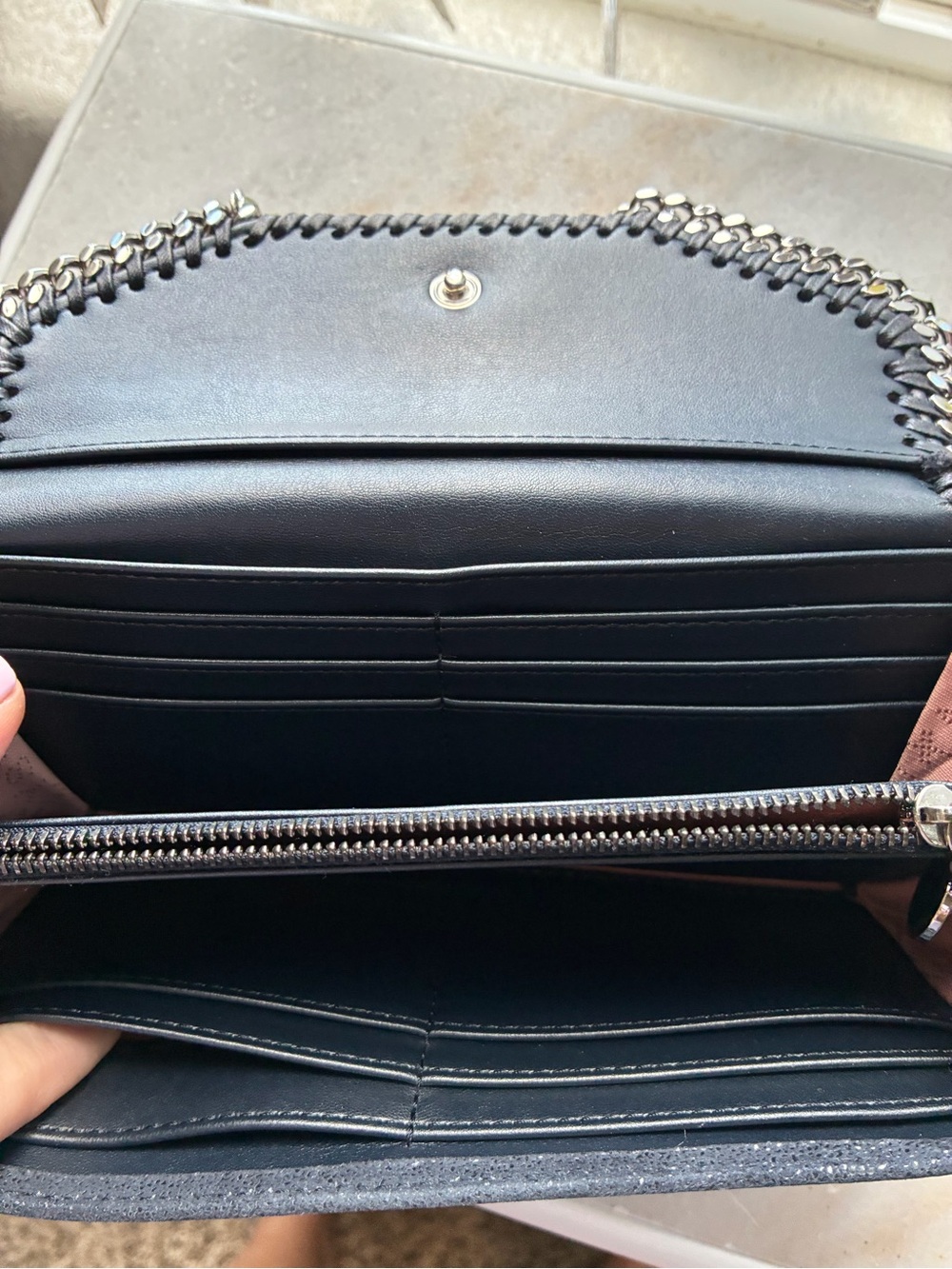 Stella McCartney blue Faux Suede Chain-Trim Clutch - Picture 3 of 5